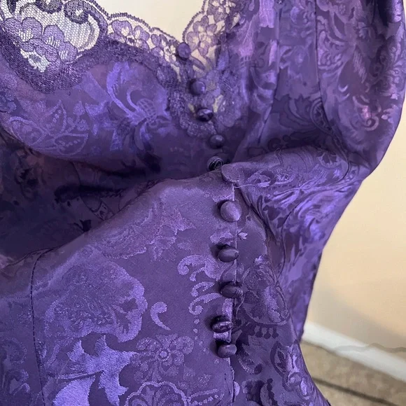 Vintage Victoria’s Secret Gold Label Lace Teddy Purple Lingerie Bodysuit